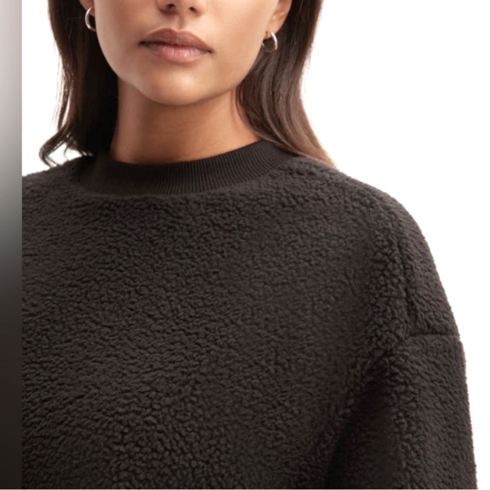 NWT Everlane Fleece Sherpa Oversized Black Pullover Sweater